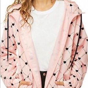 Forever 21 Lightweight Pink Jacket with black hearts